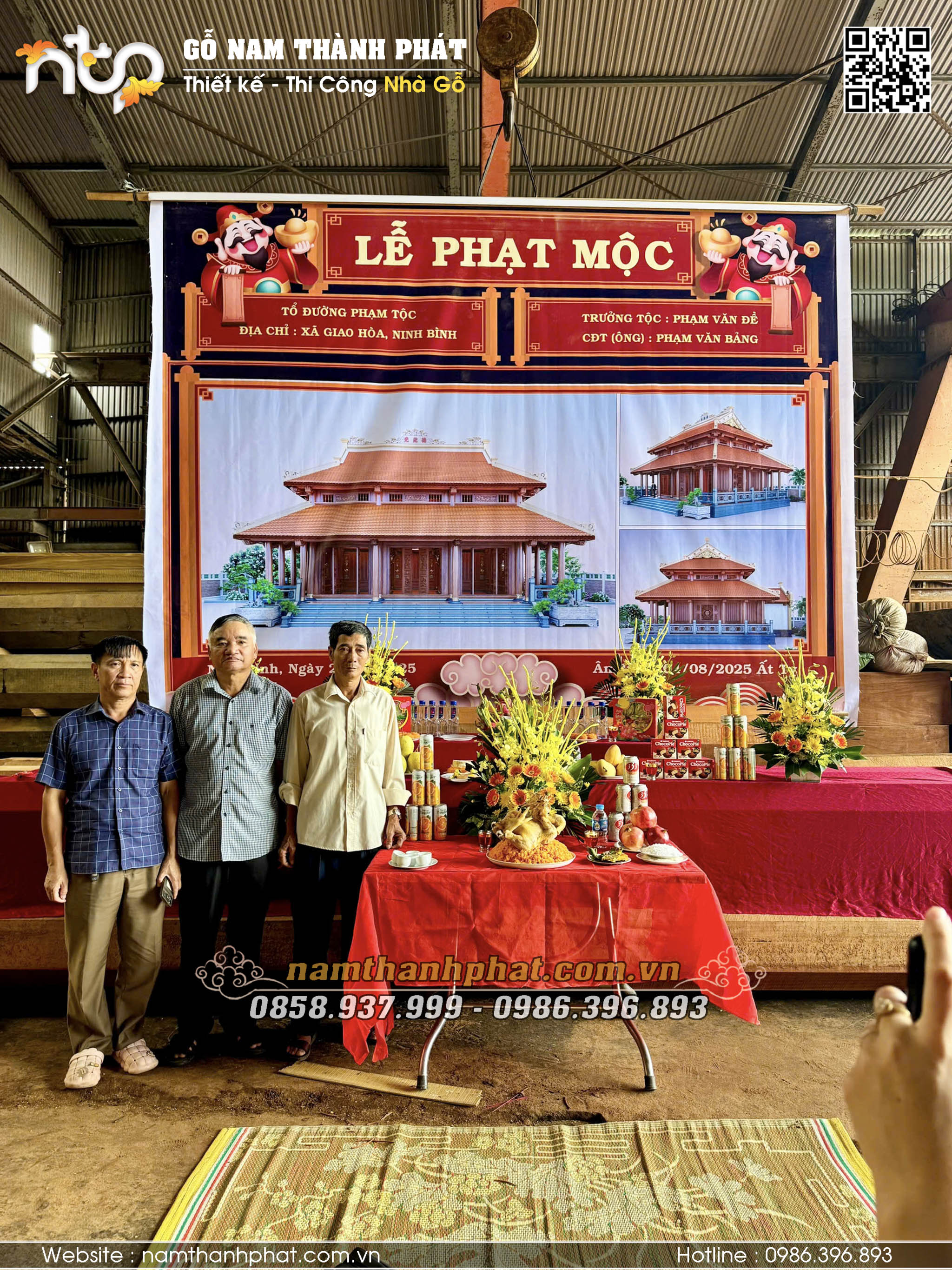 Lễ phạt mộc nhà gỗ 3 gian 2 chái mái chồng diêm